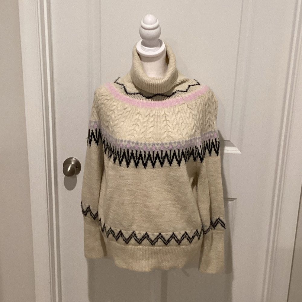 A New Day Cream and Pink Turtleneck Sweater